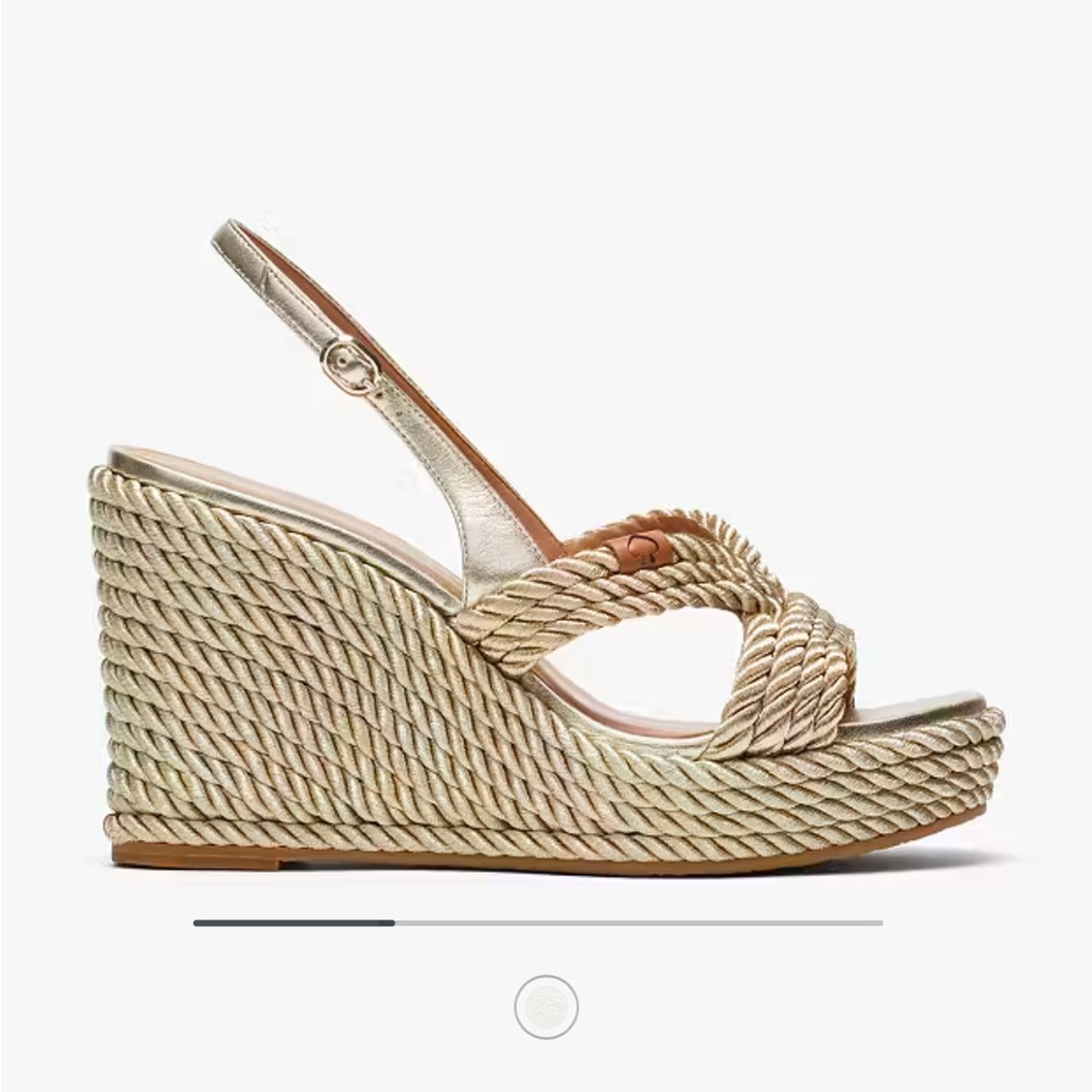Kate Spade Gold Woven Wedges